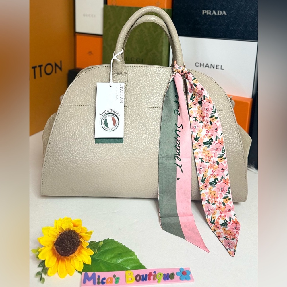 🆕Viral ANNA🇫🇷PAOLA Italian Lether/Suede Beige Satchel Cross bag 💯Authentic 🔥